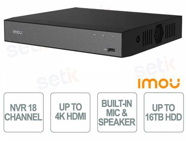 IMOU NVR-N118-8A0E-P NVR 18CH IP 10MP H265 4K UHD BID VGA HDMI HD<16TB ONVIF RJ45 NO POE-0
