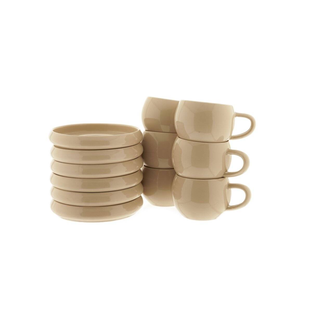 Set di 12 tazzine da caffè Lissa Bonna color beige con piattini, 215 ml-1