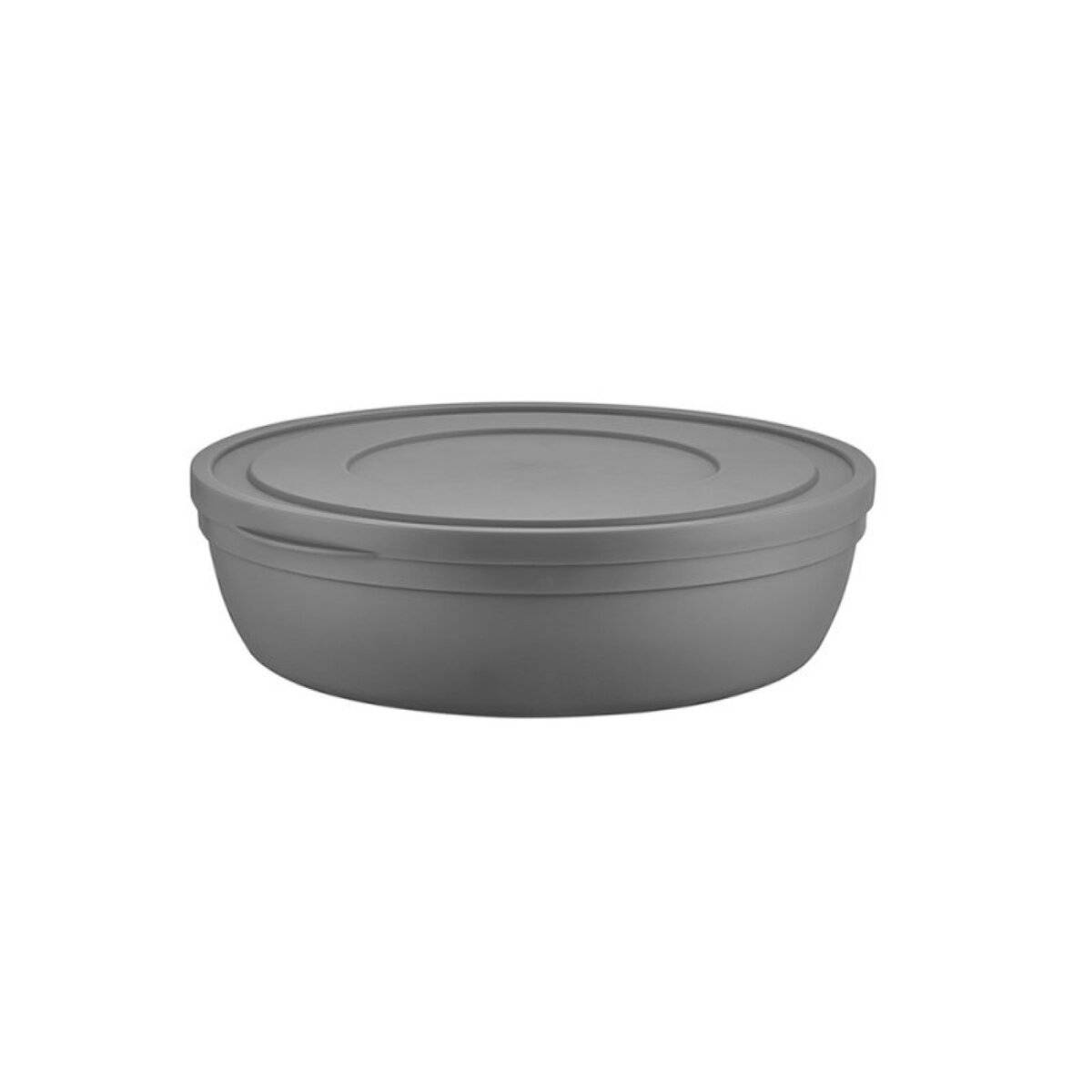 Contenitore piatto con coperchio, 1,8 l - salvaspazio e versatile, grigio-0