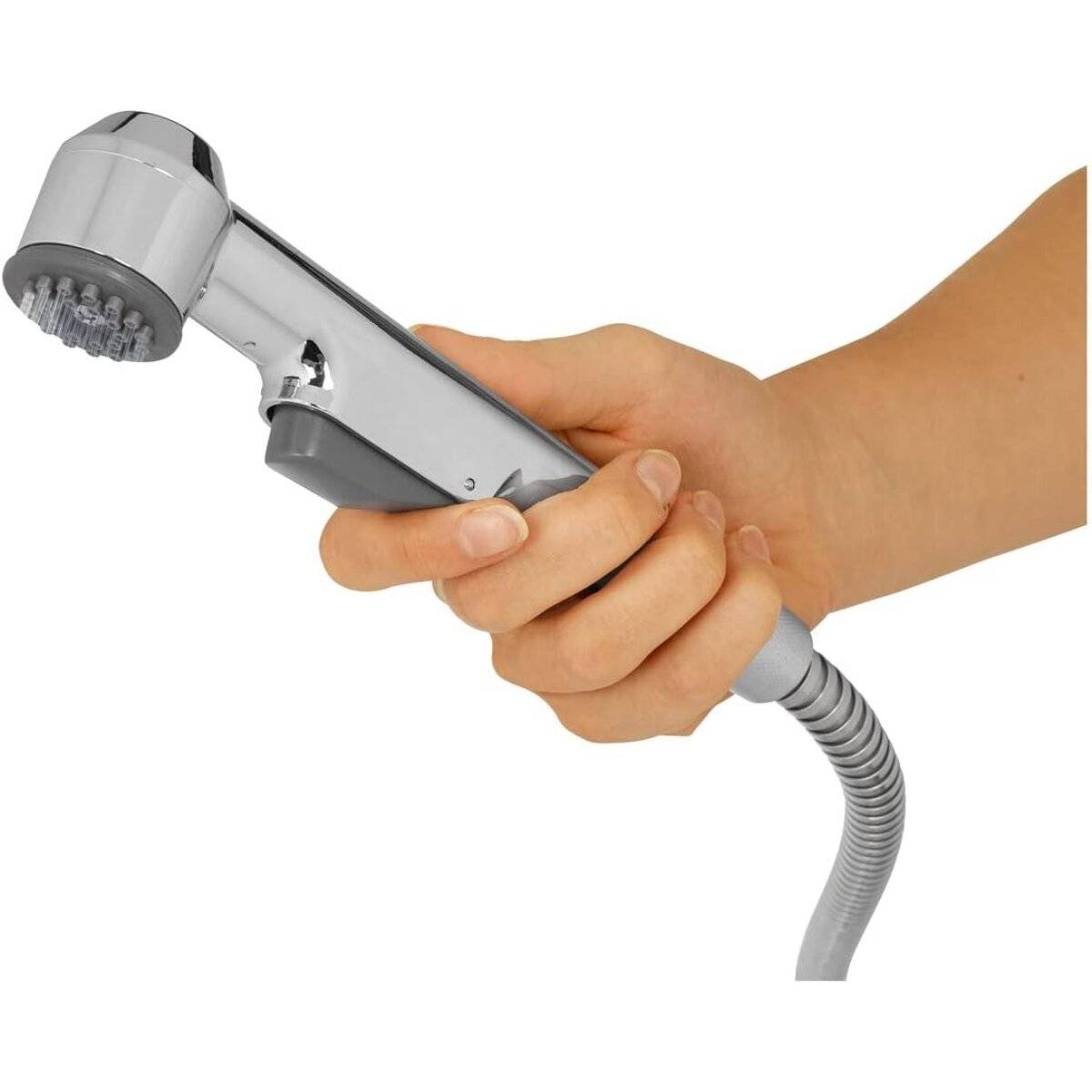 Doccetta piccola Ridder con interruttore, cromata, Ø 3,2 cm, soffione con supporto a parete-1
