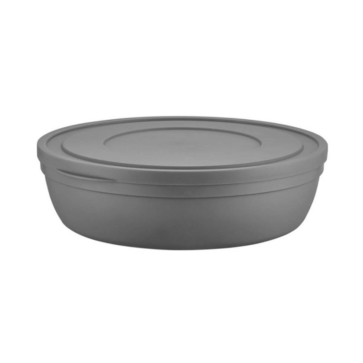 Contenitore piatto con coperchio, 4,0 l - salvaspazio e versatile, grigio-0