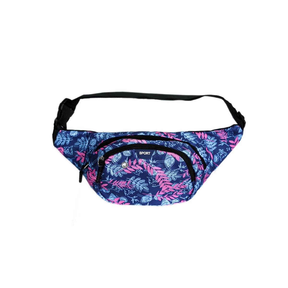 Borsa a tracolla/marsupio in poliestere con 3 scomparti, chiusura a zip sicura, design 7-0