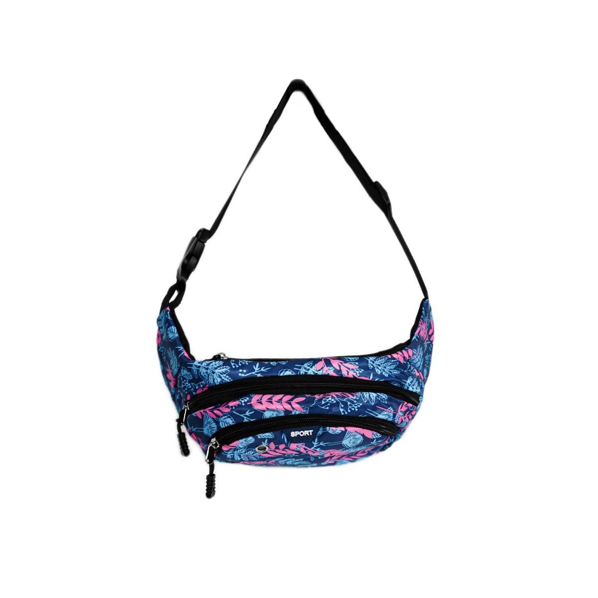 Borsa a tracolla/marsupio in poliestere con 3 scomparti, chiusura a zip sicura, design 7-1