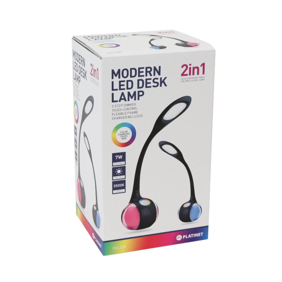 Lampada da scrivania a LED Platinum PDL20 da 6W con luce notturna, colore nero.-2