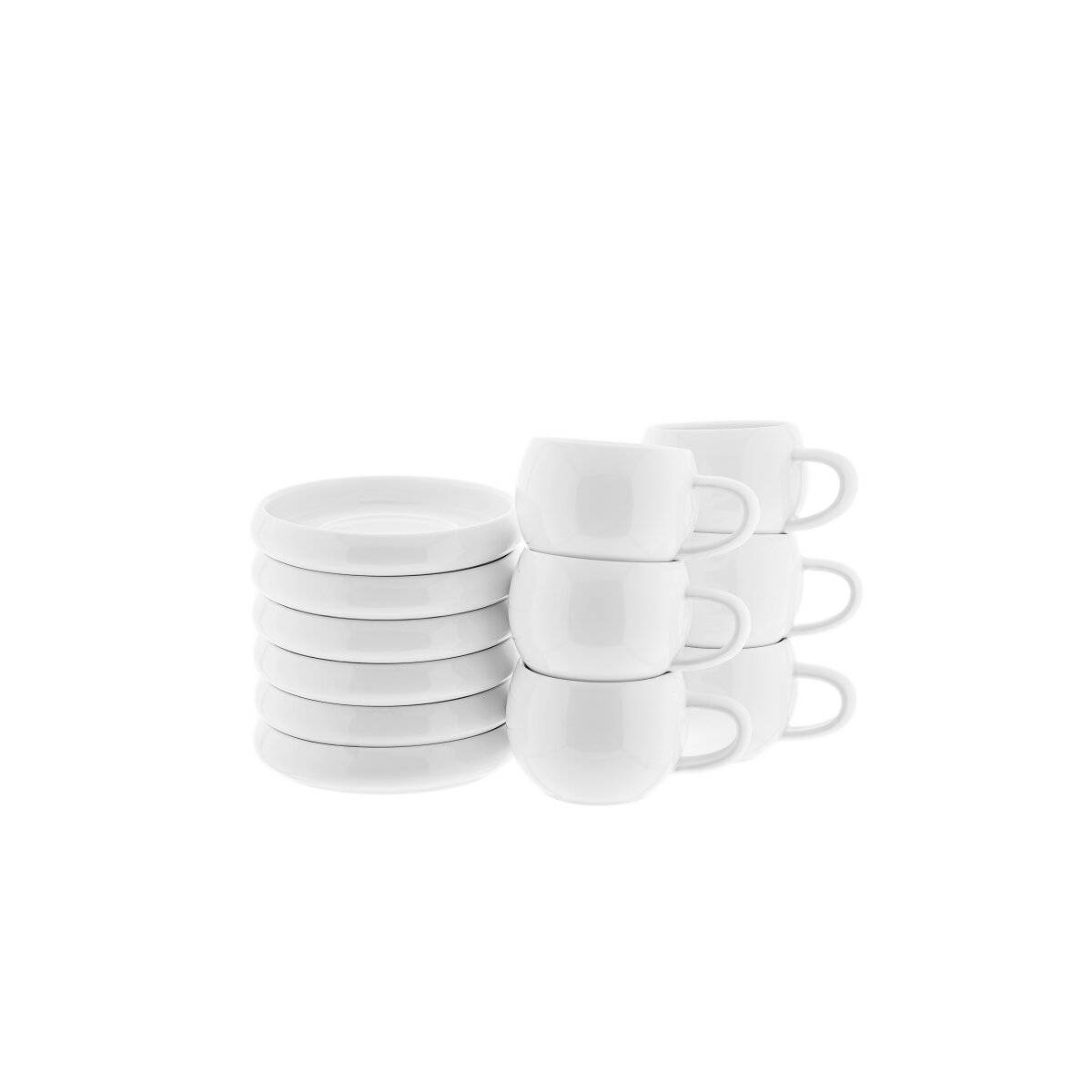 Set di 12 tazzine e piattini da caffè moka Lissa Bonna, colore bianco.-1
