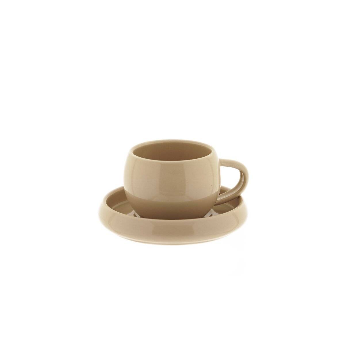 Set da 12 pezzi di tazzine da caffè moka Lissa Bonna con piattini, colore beige.-0