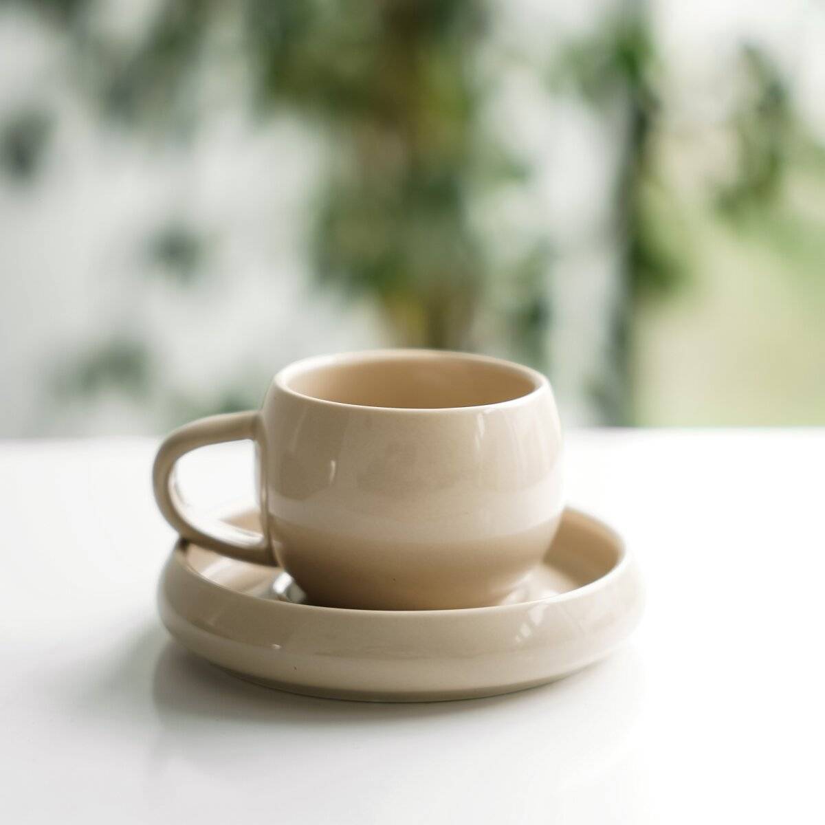 Set da 12 pezzi di tazzine da caffè moka Lissa Bonna con piattini, colore beige.-2