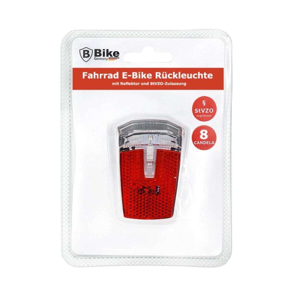 Fanale posteriore a dinamo per bicicletta elettrica con catarifrangente e omologazione StVZO, 8 candele-1