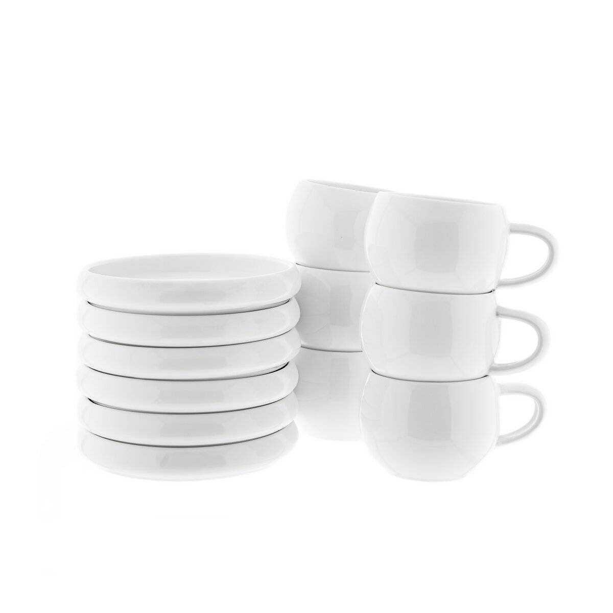 Set di 12 tazze e piattini da caffè Lissa Bonna, colore bianco, 215 ml.-1