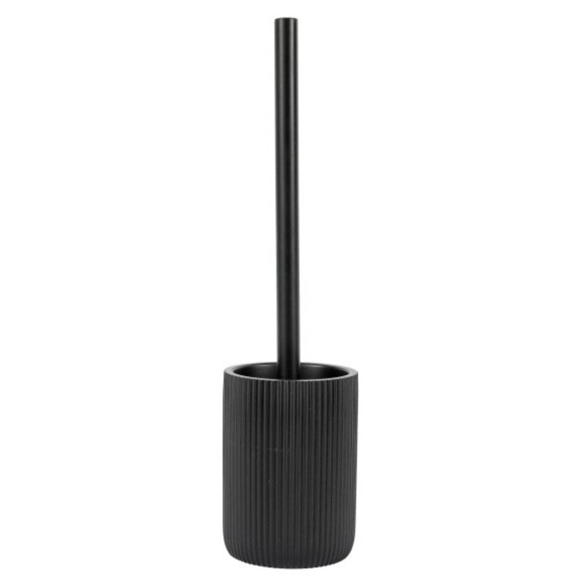 Scopa per WC Samos con manico in acciaio inox - Accessorio bagno moderno, nero-0