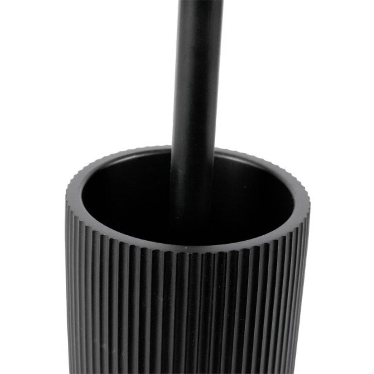 Scopa per WC Samos con manico in acciaio inox - Accessorio bagno moderno, nero-2