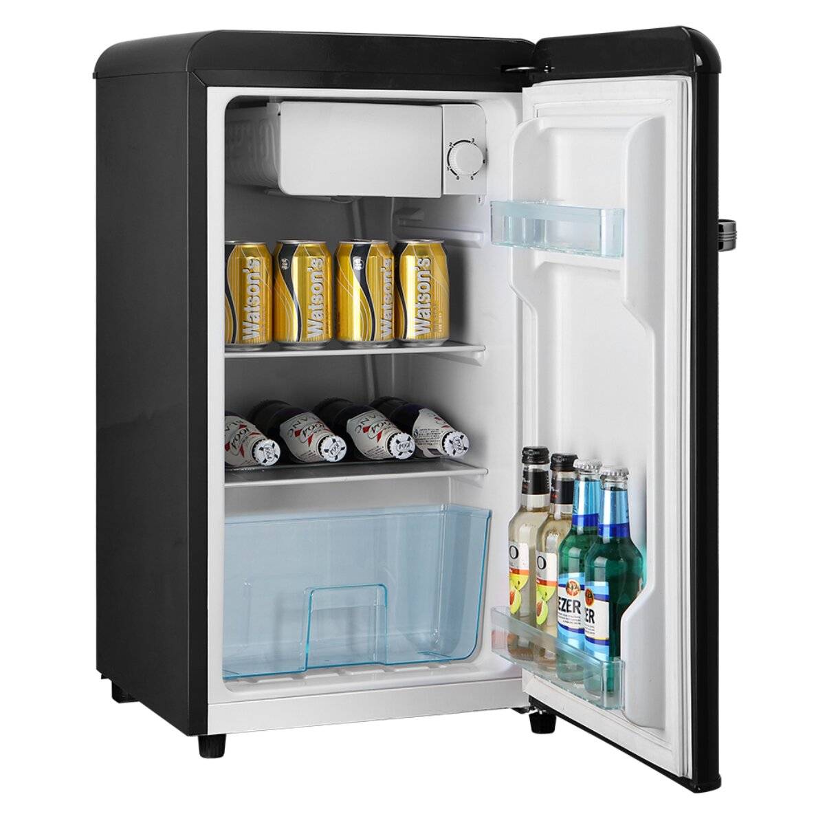 Mini frigorifero Melchioni 45L stile retrò con scomparto congelatore, compressore silenzioso, colore nero.-2