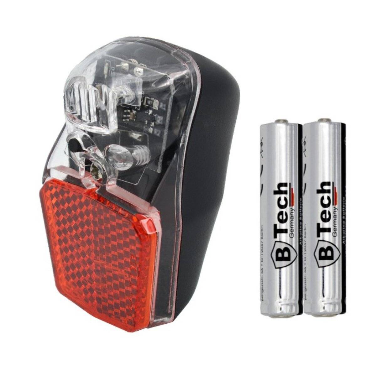 Fanale posteriore per bicicletta con luce di posizione e catarifrangente.-1