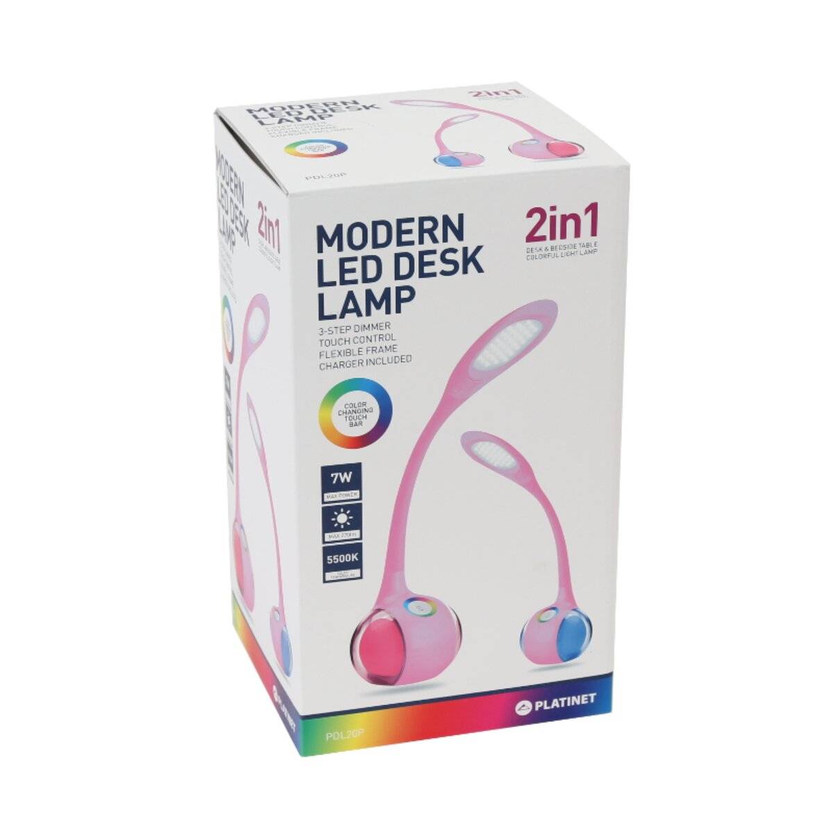 Lampada da scrivania a LED Platinum PDL20 da 6W con luce notturna, colore rosa.-2
