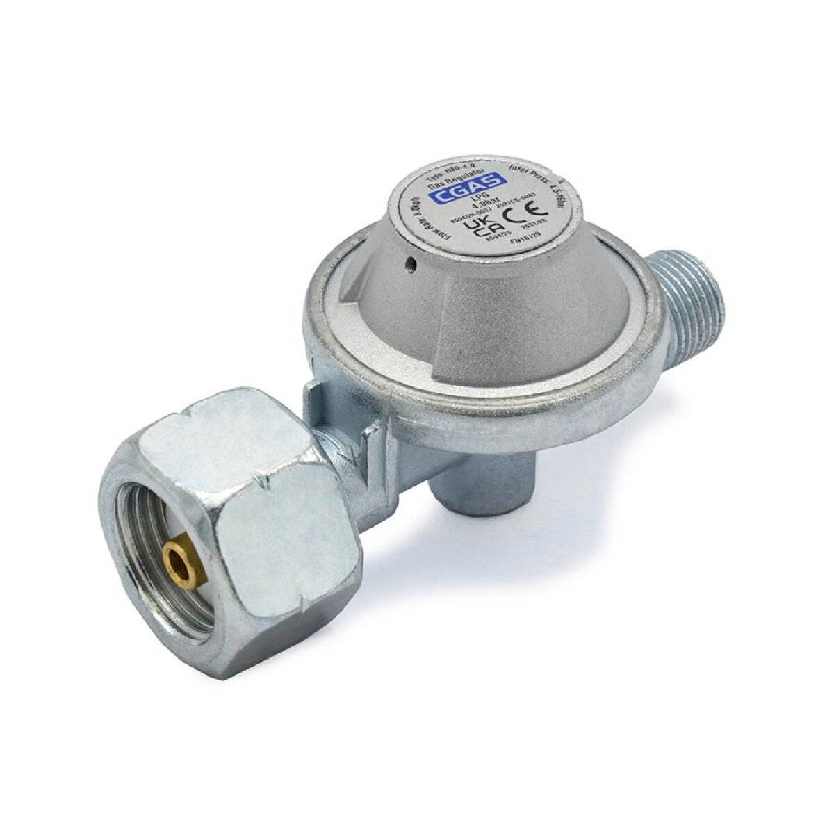 Regolatore di pressione del gas da 4 mbar per butano e propano, colore argento.-0