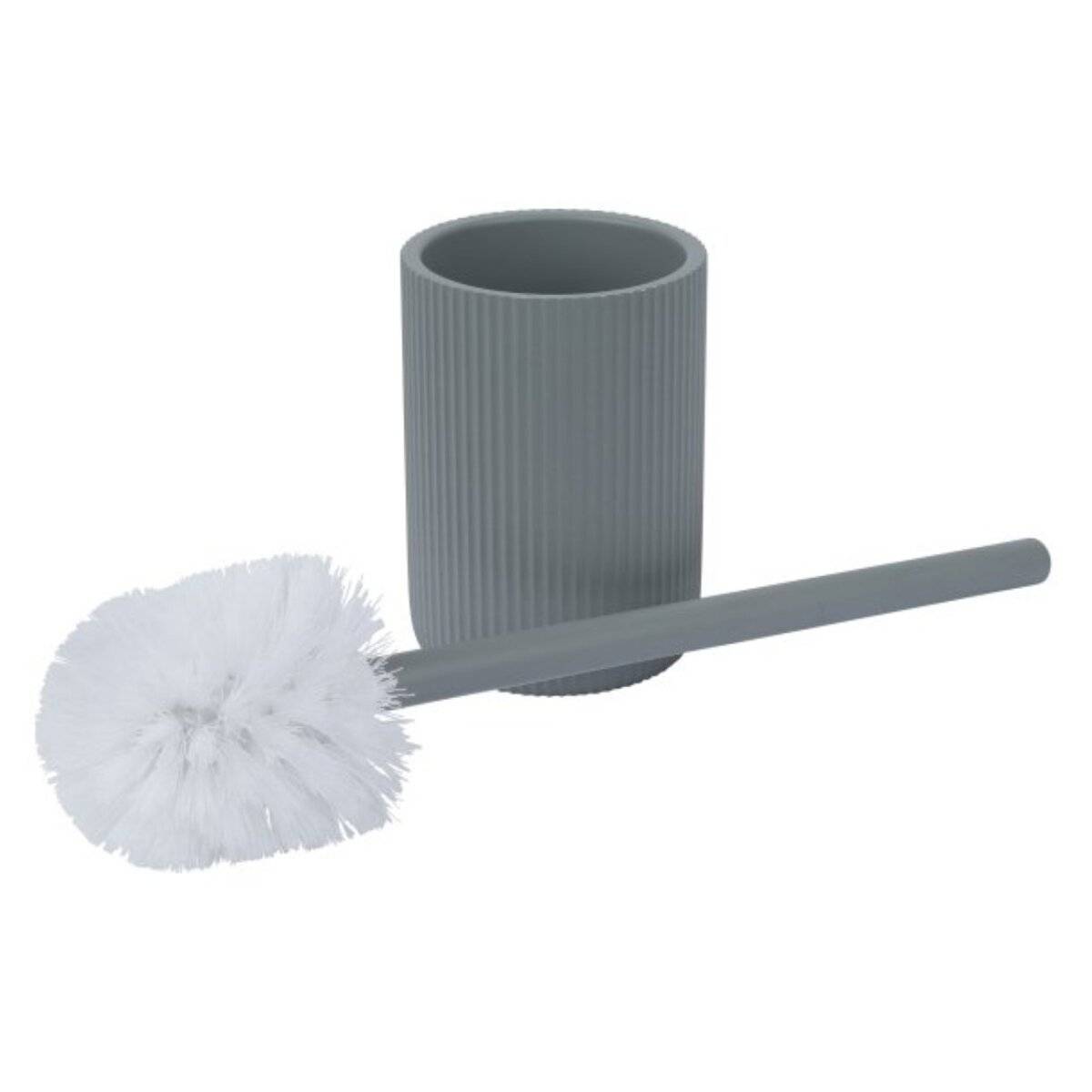Scopa per WC Samos con manico in acciaio inox - Accessorio bagno moderno, grigio-1