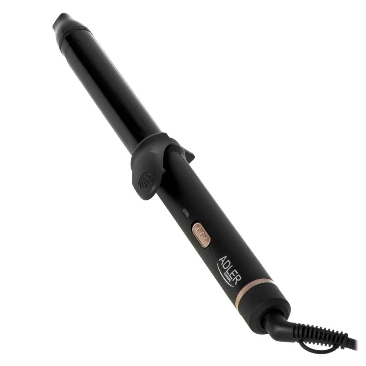 Ferro arricciacapelli Adler AD 2115 con rivestimento in ceramica, clip e cavo girevole - Nero-Oro-2