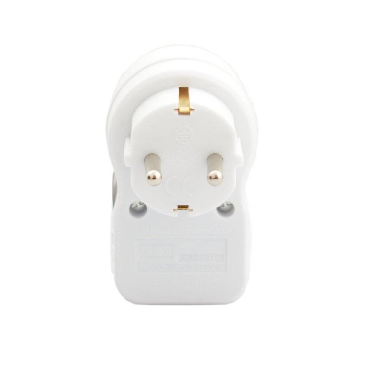Adattatore singolo Schuko con interruttore, certificato TÜV, bianco-2