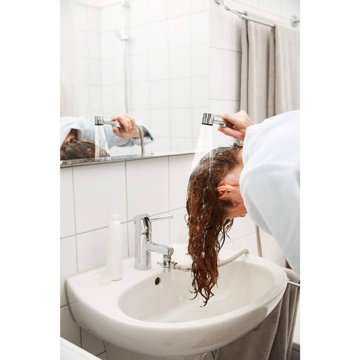 Doccetta piccola Ridder con interruttore, cromata, Ø 3,2 cm, soffione con supporto a parete-3