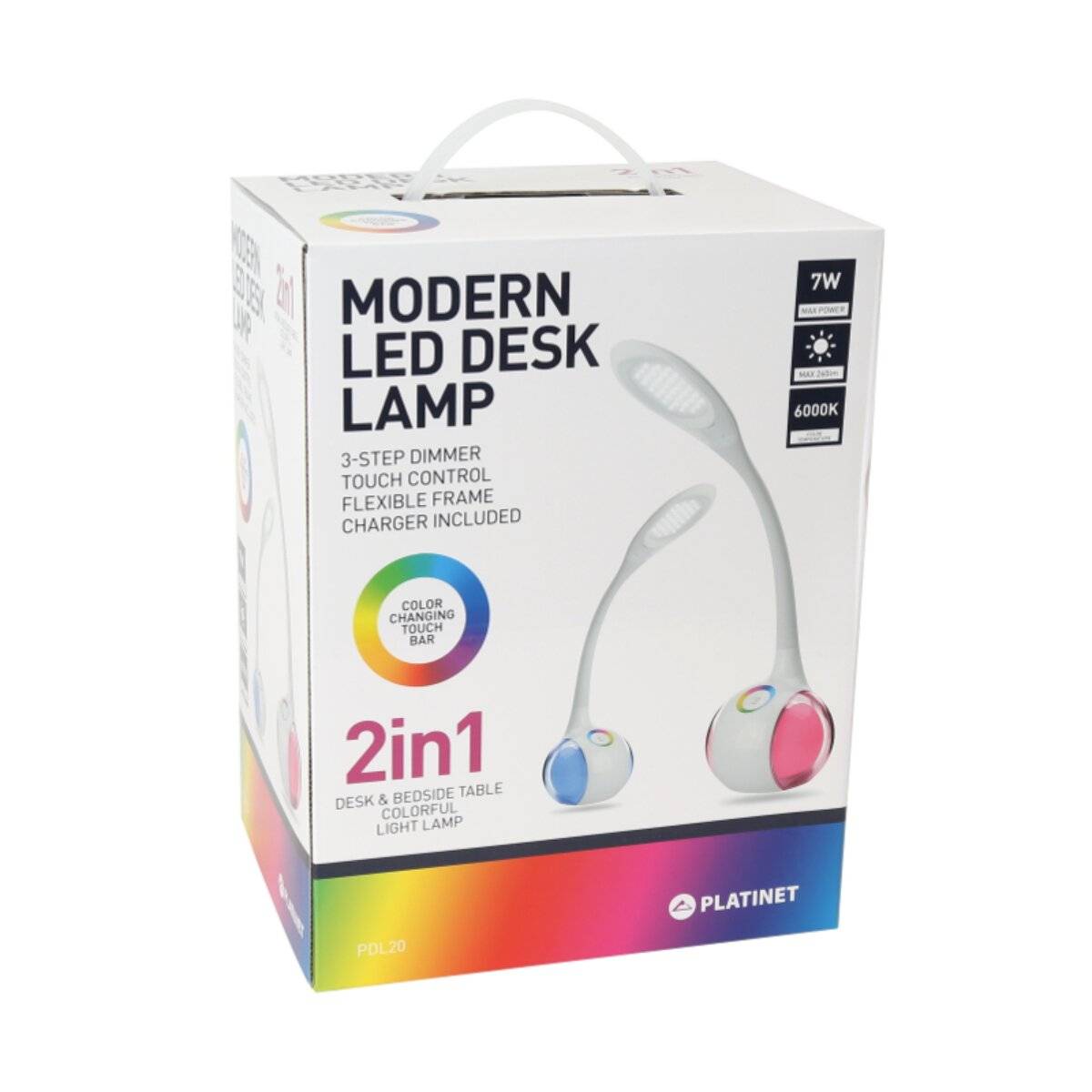 Lampada da scrivania a LED Platinum PDL20 da 6W con luce notturna, colore bianco.-4