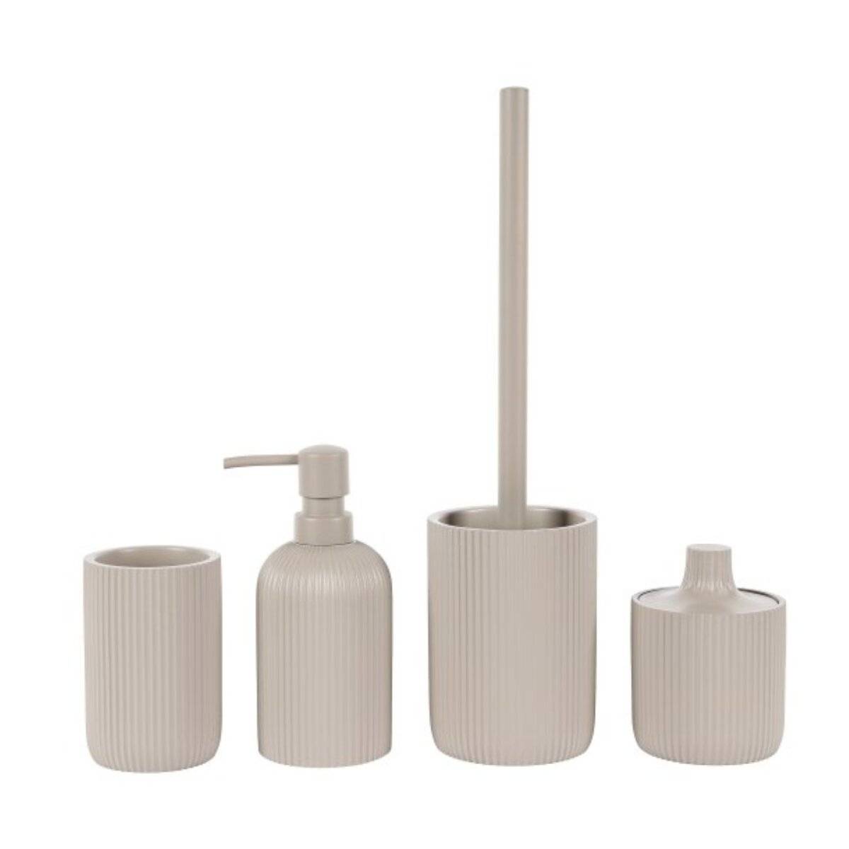 Scopa per WC Samos con manico in acciaio inox - Accessorio bagno moderno, color tortora-3