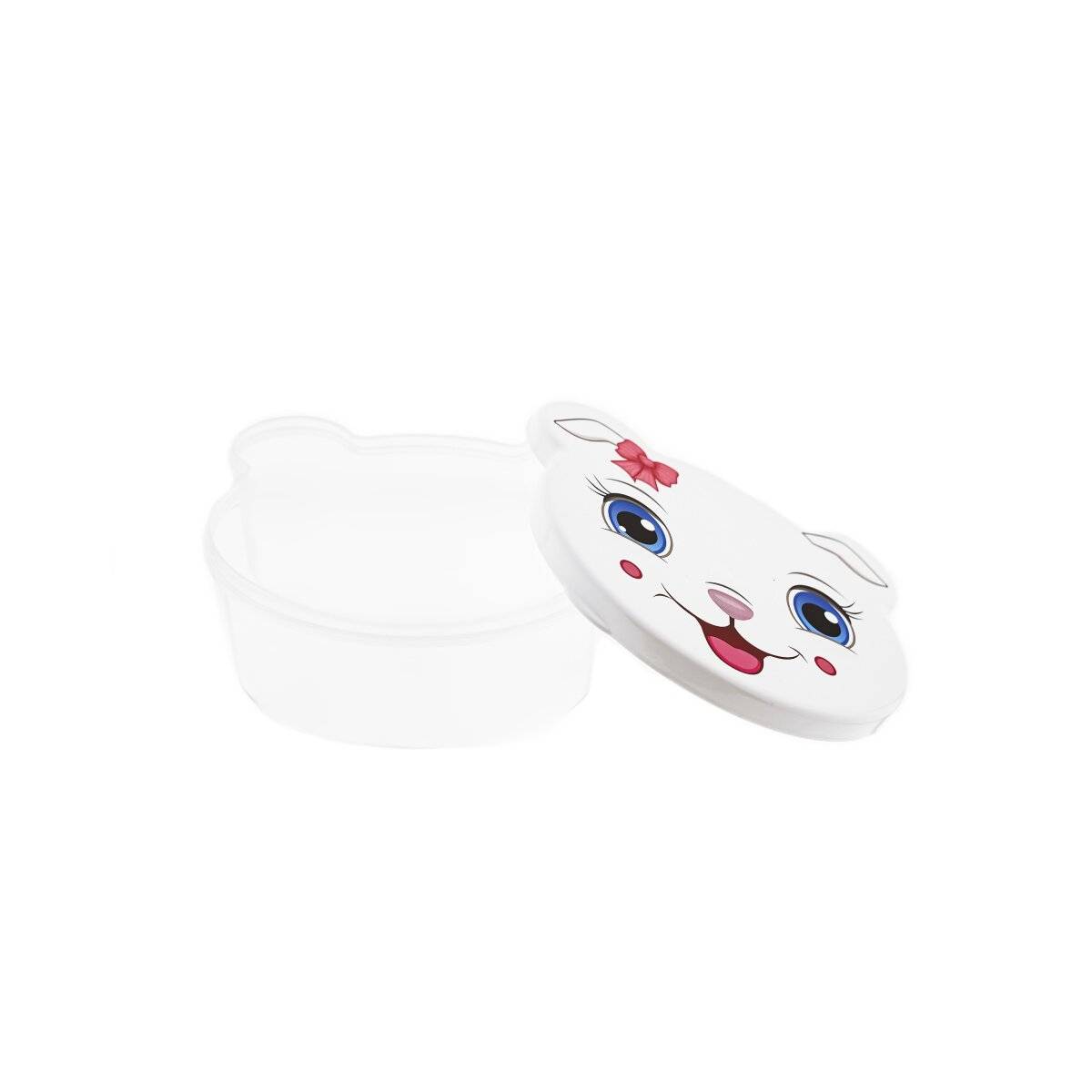 Contenitori per bambini - set da 4 con motivi di animali, senza BPA e impilabili, gatto (bianco)-3