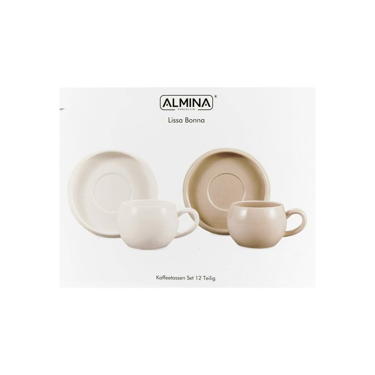 Set di 12 tazzine da caffè Lissa Bonna color beige con piattini, 215 ml-4