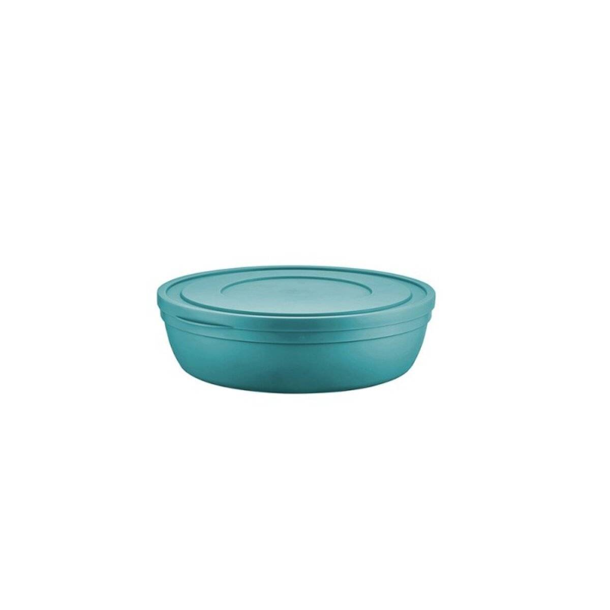 Contenitore piatto con coperchio da 0,5 l - salvaspazio e versatile, colore turchese.-0