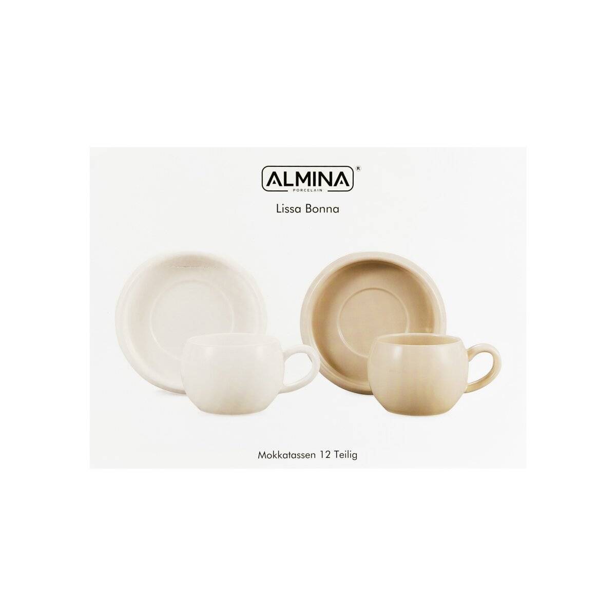 Set di 12 tazzine e piattini da caffè moka Lissa Bonna, colore bianco.-4