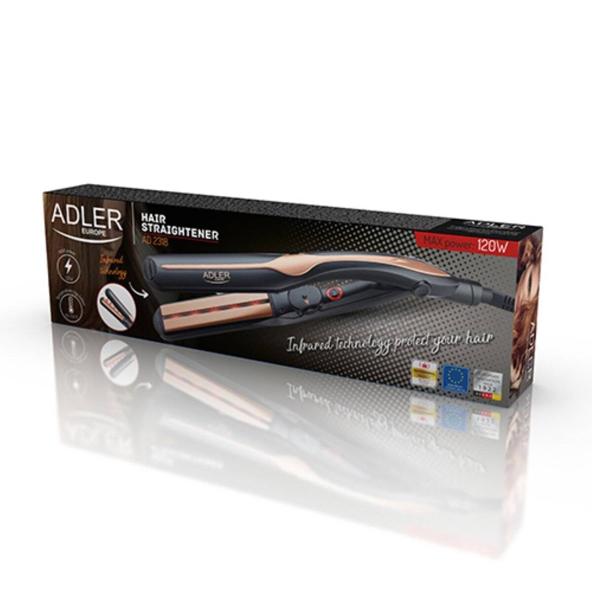 Piastra per capelli Adler AD 2318 con tecnologia a infrarossi, 150–230 °C, rivestimento in ceramica.-3