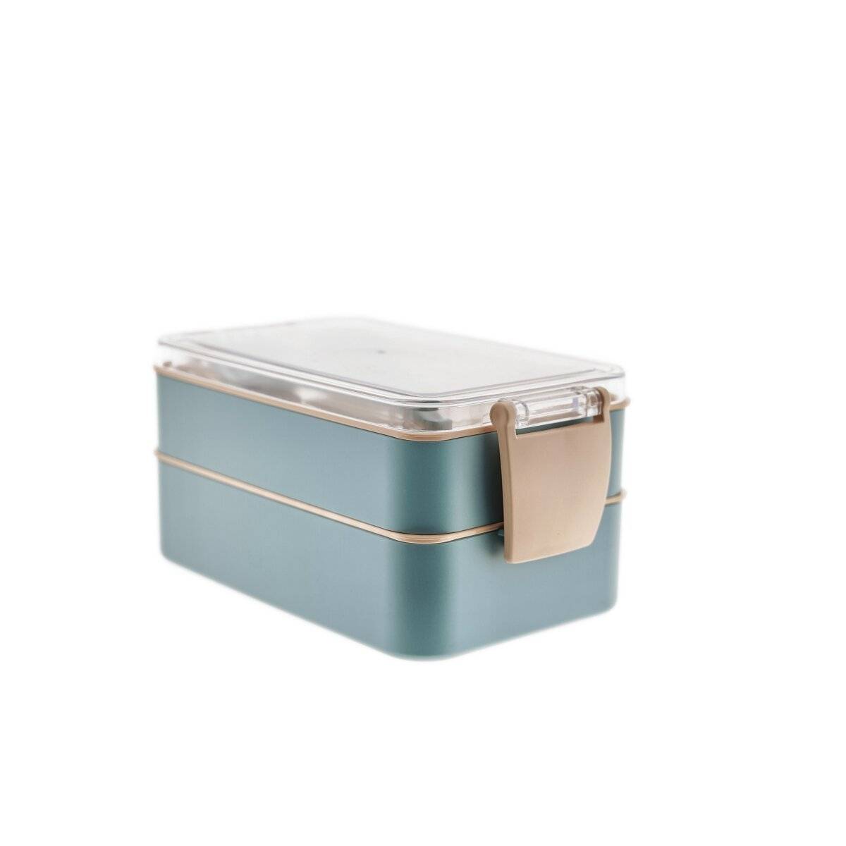 Portapranzo da 4 pezzi con scomparti e posate - ideale per la scuola e l'ufficio, azzurro-rosa-3