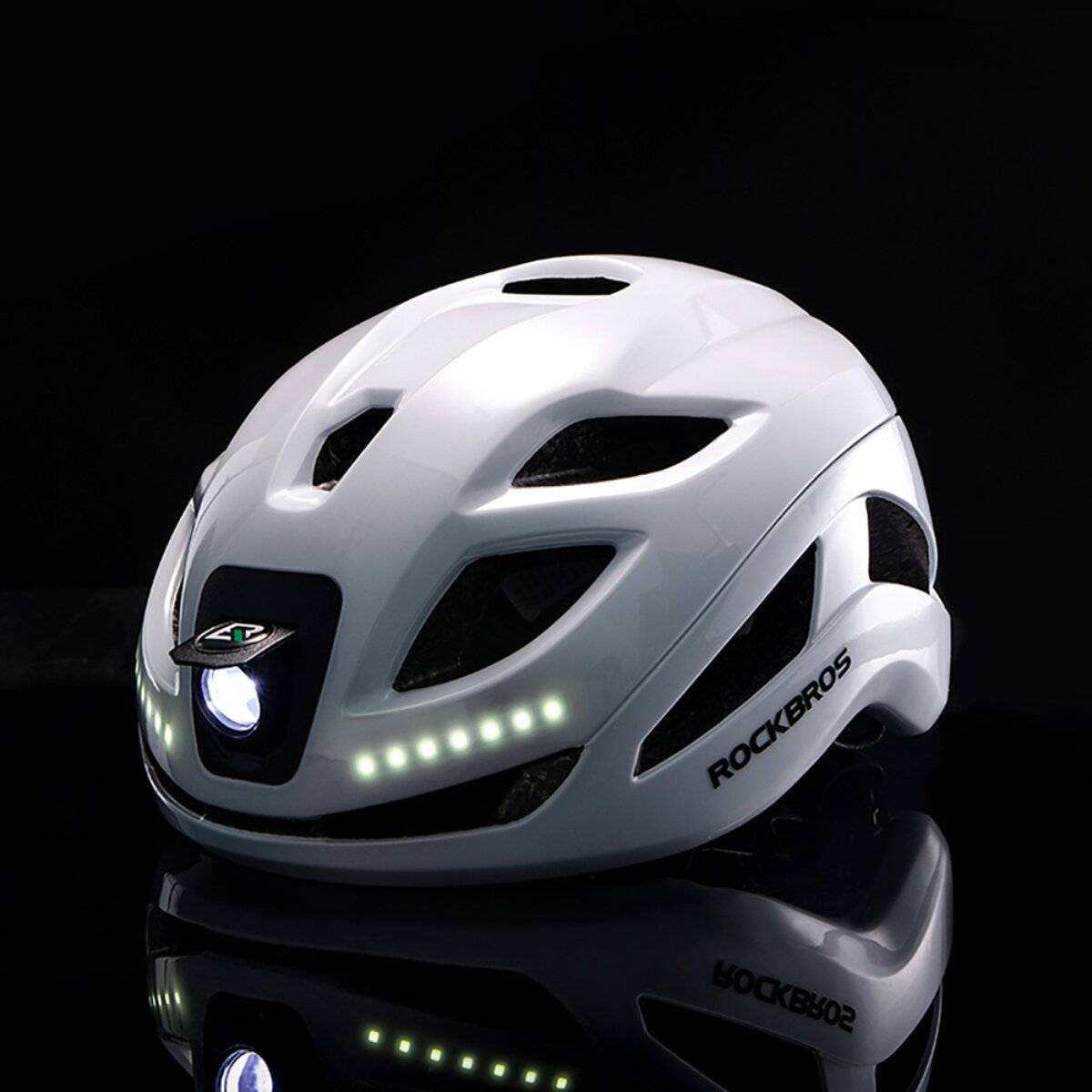 Casco da ciclismo Rockbros ZK-077 con illuminazione multidirezionale integrata, taglia 57–61 cm, bianco-4