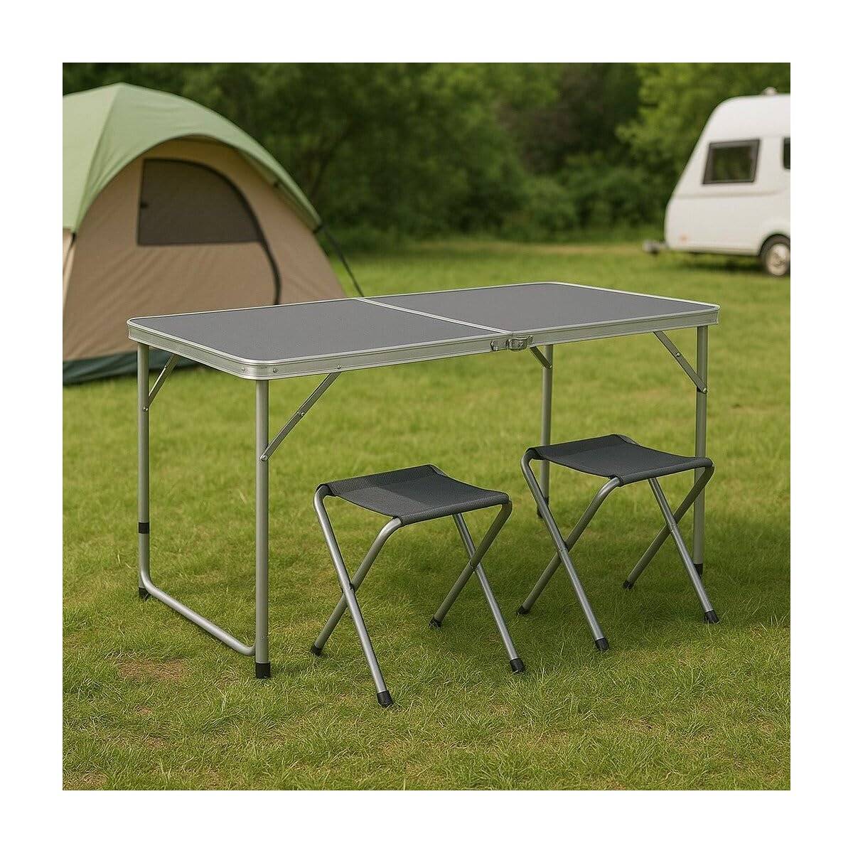 Greemotion Faro Camping Set - Tavolo pieghevole con sgabelli, regolabile in altezza e pieghevole-3