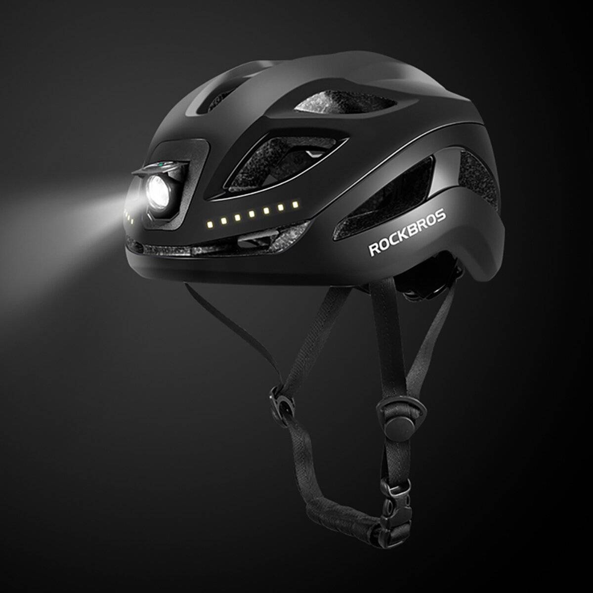 Casco da ciclismo Rockbros ZK-077 con illuminazione multidirezionale integrata, taglia 57–61 cm, nero-4