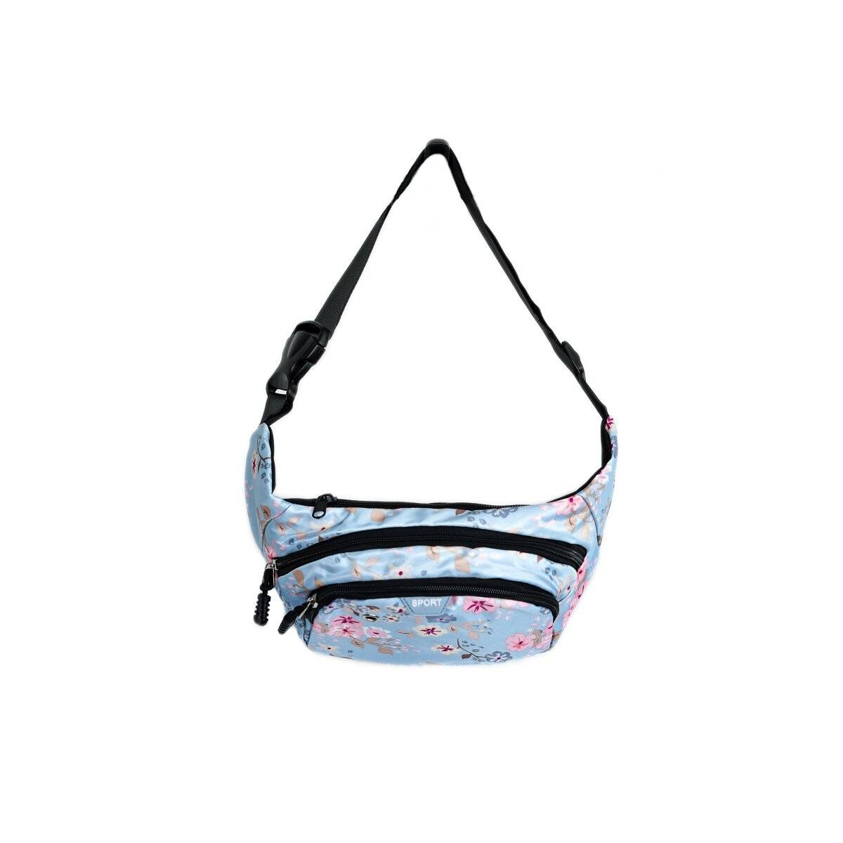 Borsa a tracolla/marsupio in poliestere con 3 scomparti, chiusura a zip sicura, design 6-1