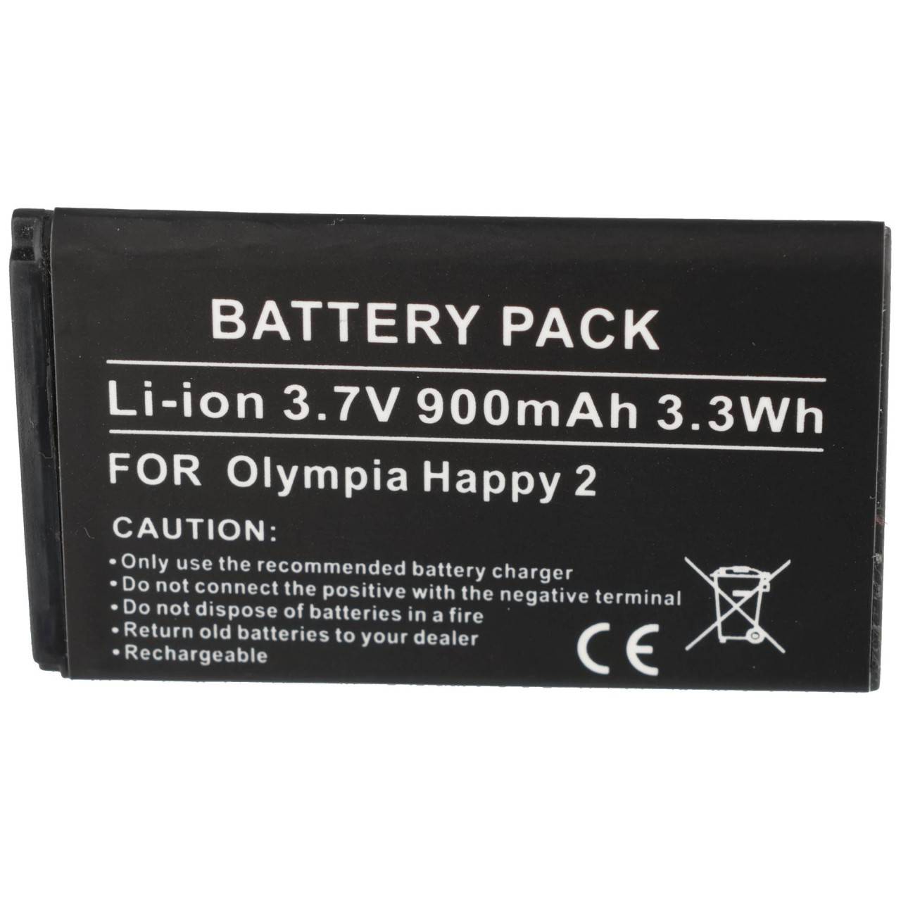 Batteria di ricambio per Olympia Happy 2, agli ioni di litio, 3,7 V, 900 mAh, 3,3 Wh-3