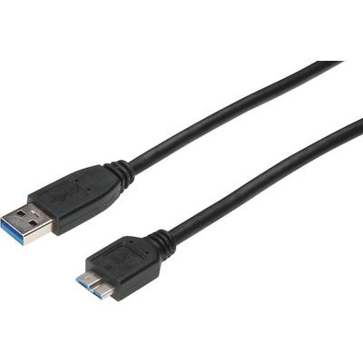 Cavo USB con spina standard e spina Micro-USB, colore nero. Adatto per collegare dispositivi come smartphone a computer.