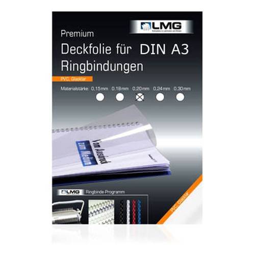 Pellicola di copertina di qualità premium din a3, pvc, trasparente trasparente, spesso 0,20 mm 420 x 297 mm (100 pezzi)-0