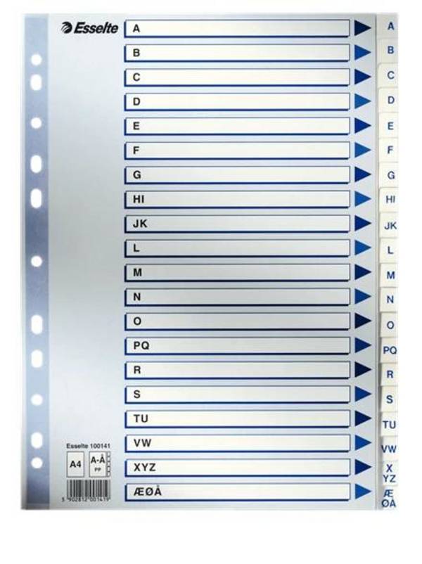 Esselte 100141 intercalare Indice a linguetta alfabetica Polipropilene (PP) Blu