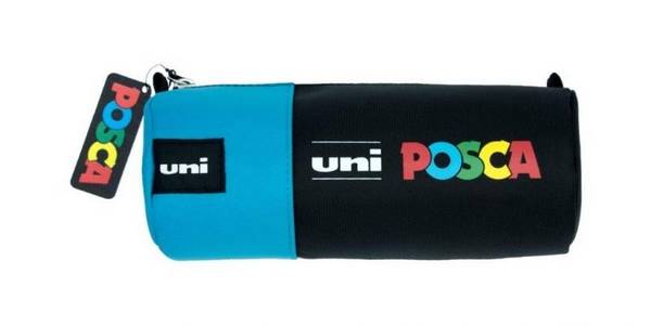 Postca Canvas Case 8.5x19.5cm - Ideale per le scuole e gli utenti delle scuole - Chiusura della cerniera - Nero/Blu