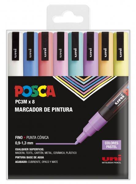 Uni Posca Marcatore di vernice a base d'acqua - PC-3M/8C Confezione pastelli 0,9-1,3 mm-0
