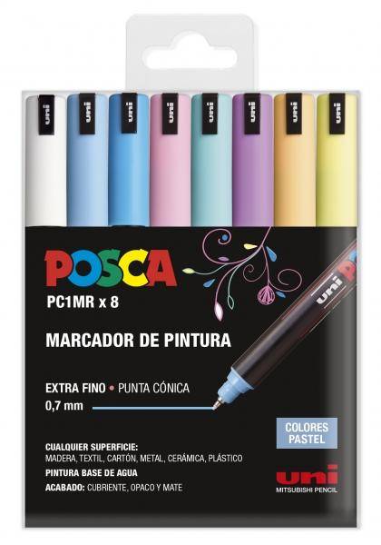 Uni Posca Marcatore di Pittura a Base di Acqua - PC1MR/8C Set Pastel 0,7 mm-0