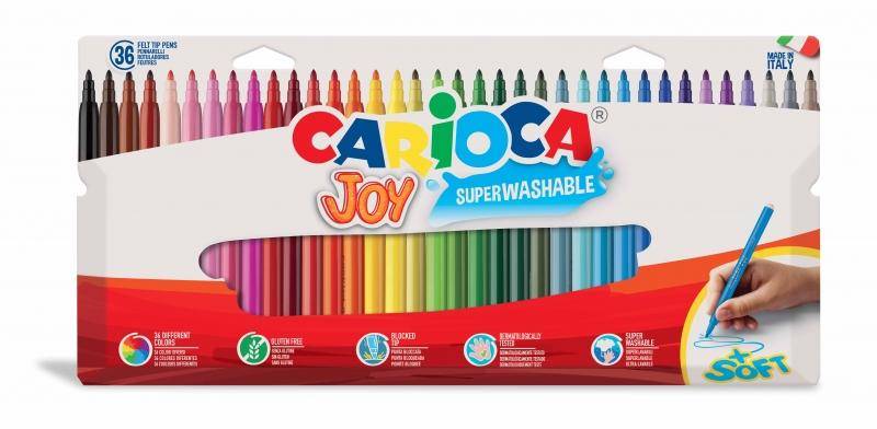 Carioca Joy Pack da 36 pennarelli - Inchiostro superlavabile - Punta fine 2,8 mm - Punta bloccata - Tappo ventilato-0