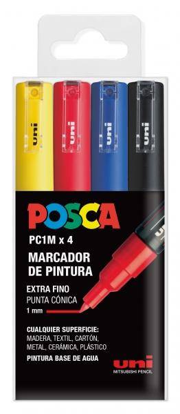 Uni Posca Marcatore per Pittura a Base d'Acqua - PC1M/4C ESTUCHE BASIC 0,7 mm-0
