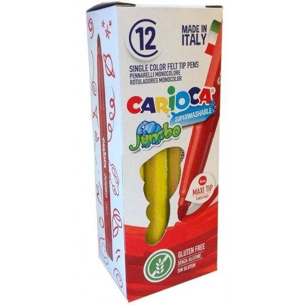 Carioca Jumbo Rotulador - Corpo Ottagonale Maxi - Inchiostro Superlavabile - Punta Maxi 6mm Bloccata - Tappo Ventilato-0