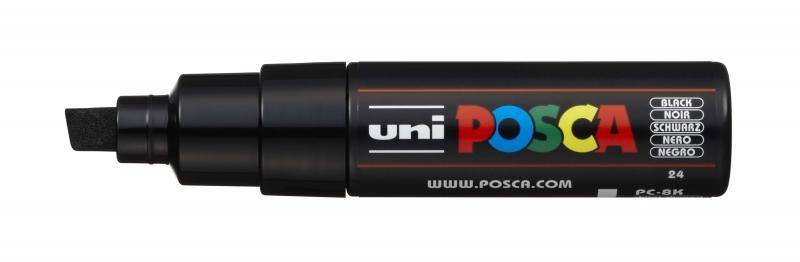 Uni Posca Marcatore a Punta Bisellata con Inchiostro a Base di Acqua - PC-8K Nero 8,0 mm-0