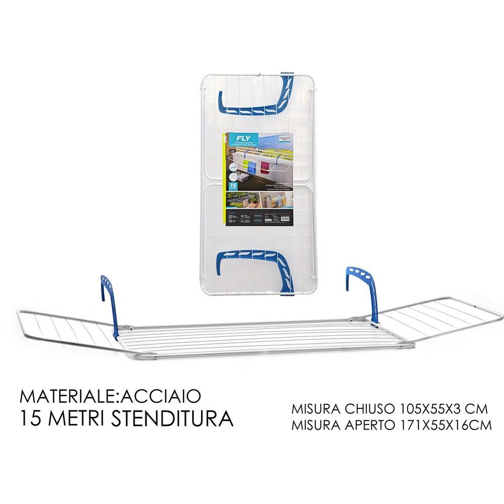 Stendibiancheria Da Balcone Termosifone In Acciaio Con Bracci Regolabili Ripiegabili --3