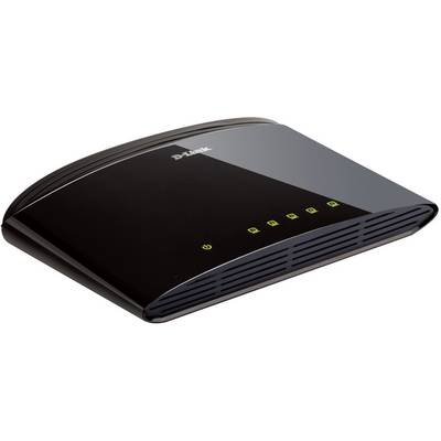 Router nero di rete con cinque indicatori di stato verdi sul lato anteriore.