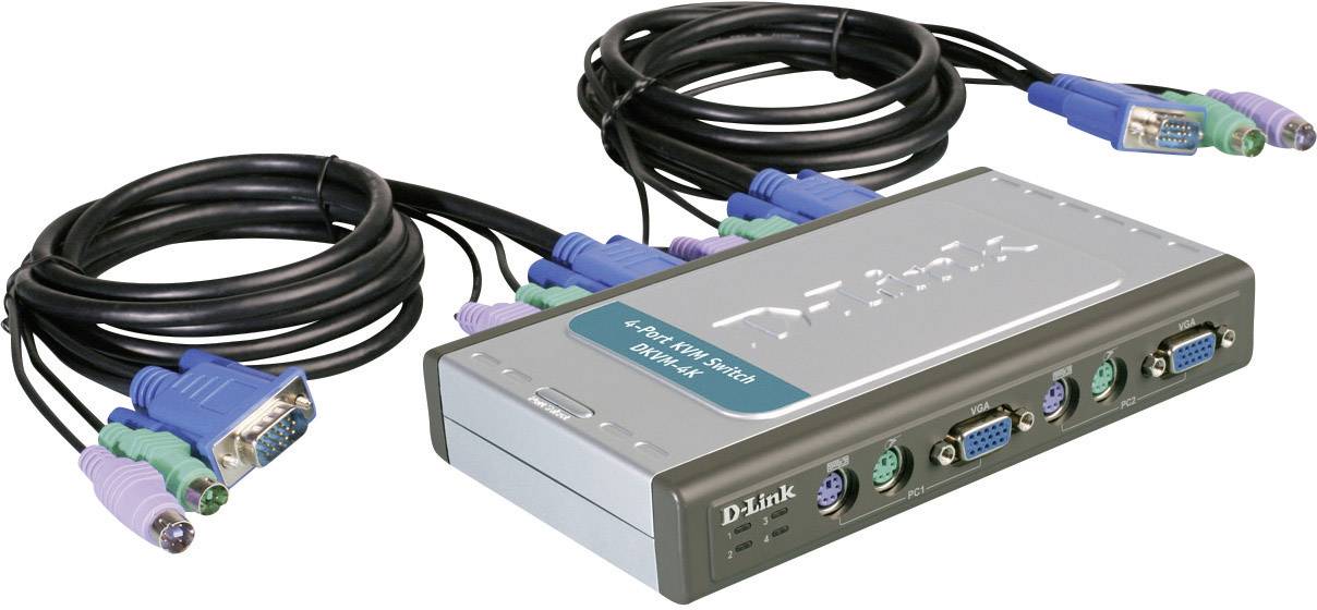 Switch KVM 4 Porte VGA PS/2 2048 x 1536 Pixel DKVM4K DLink in vendita