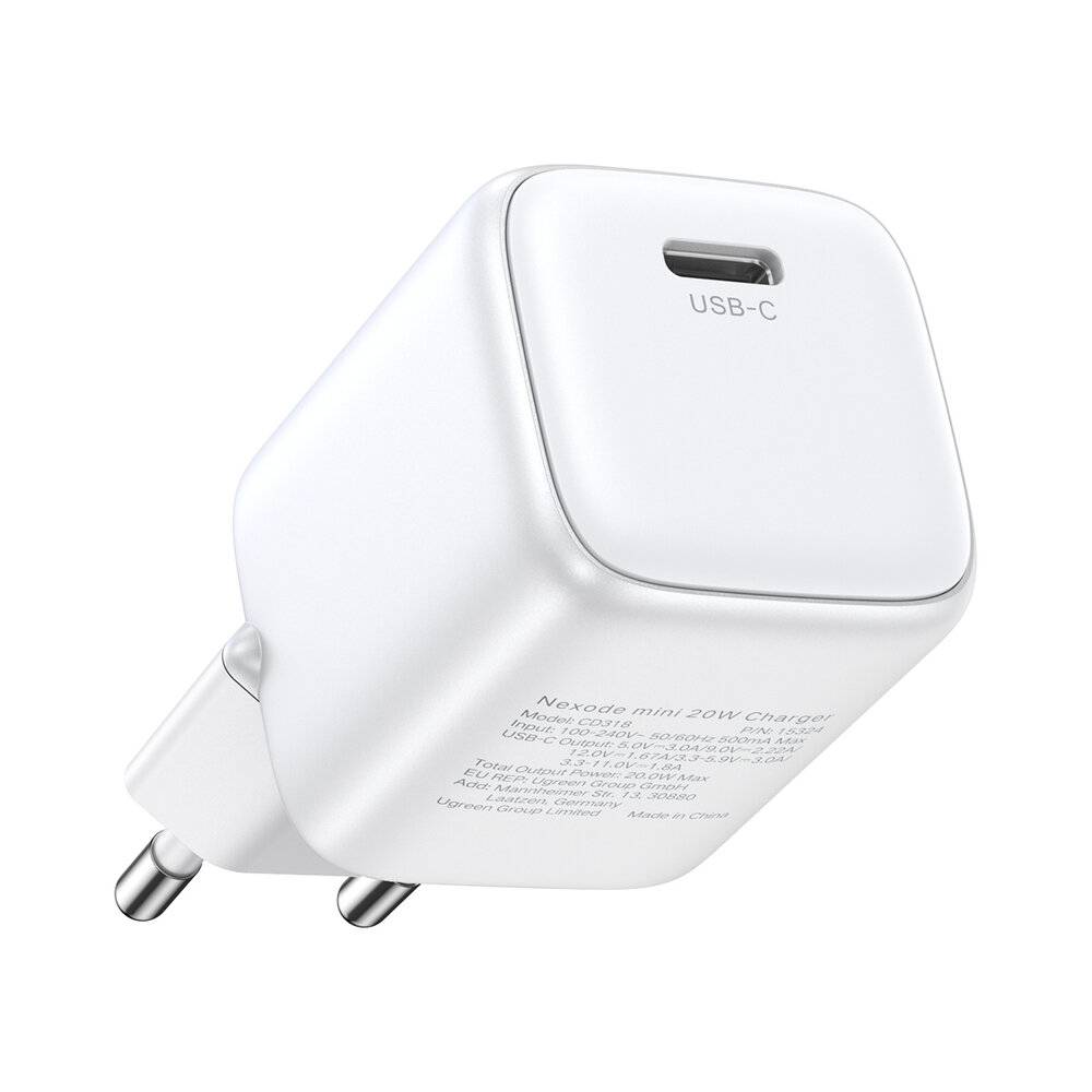 Ugreen Nexode mini CD318 15324 GaN 20W USB-C PD 3.0 / QC 4.0 network charger - white-4